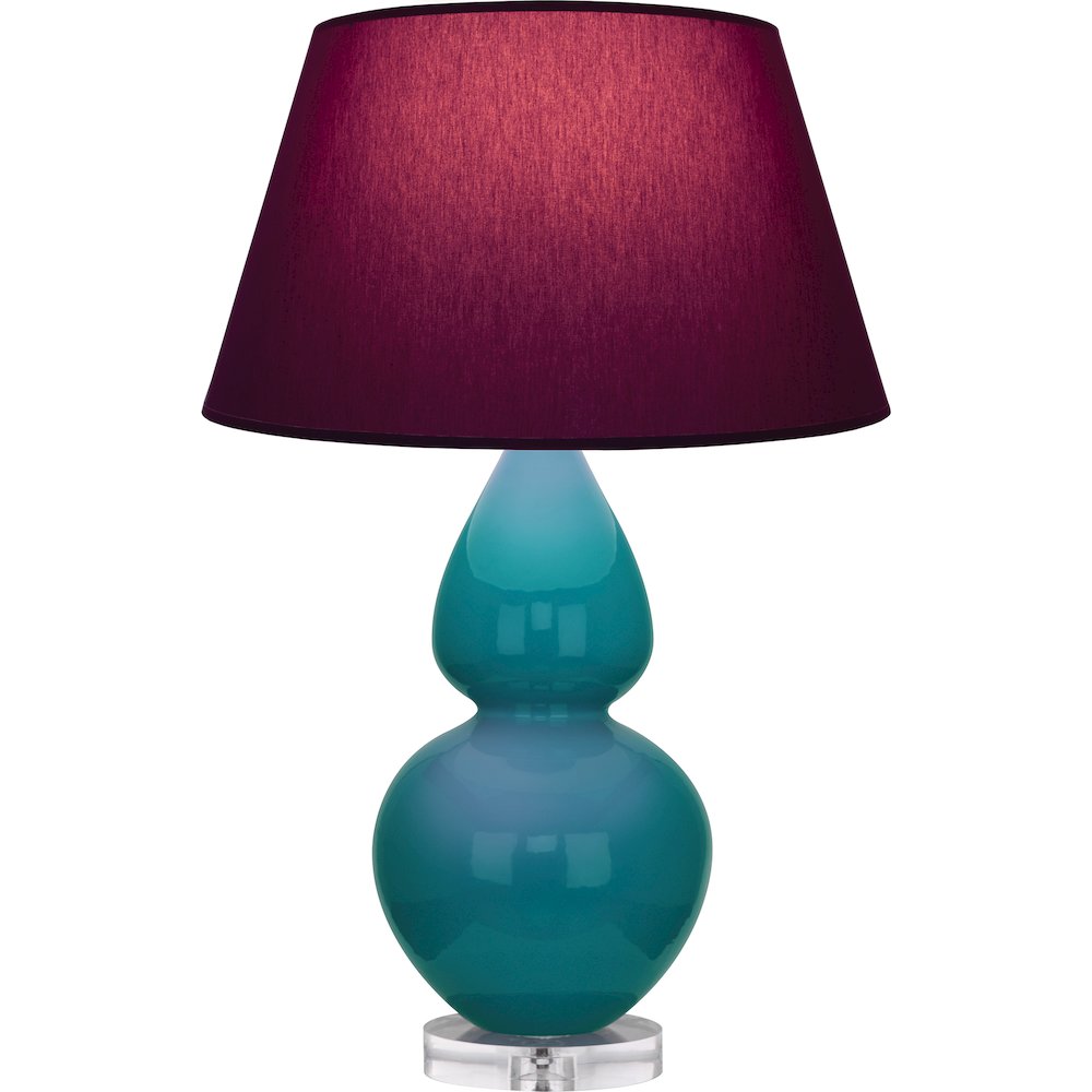Peacock Double Gourd Table Lamp in Peacock Glazed Ceramic Color. Picture 1