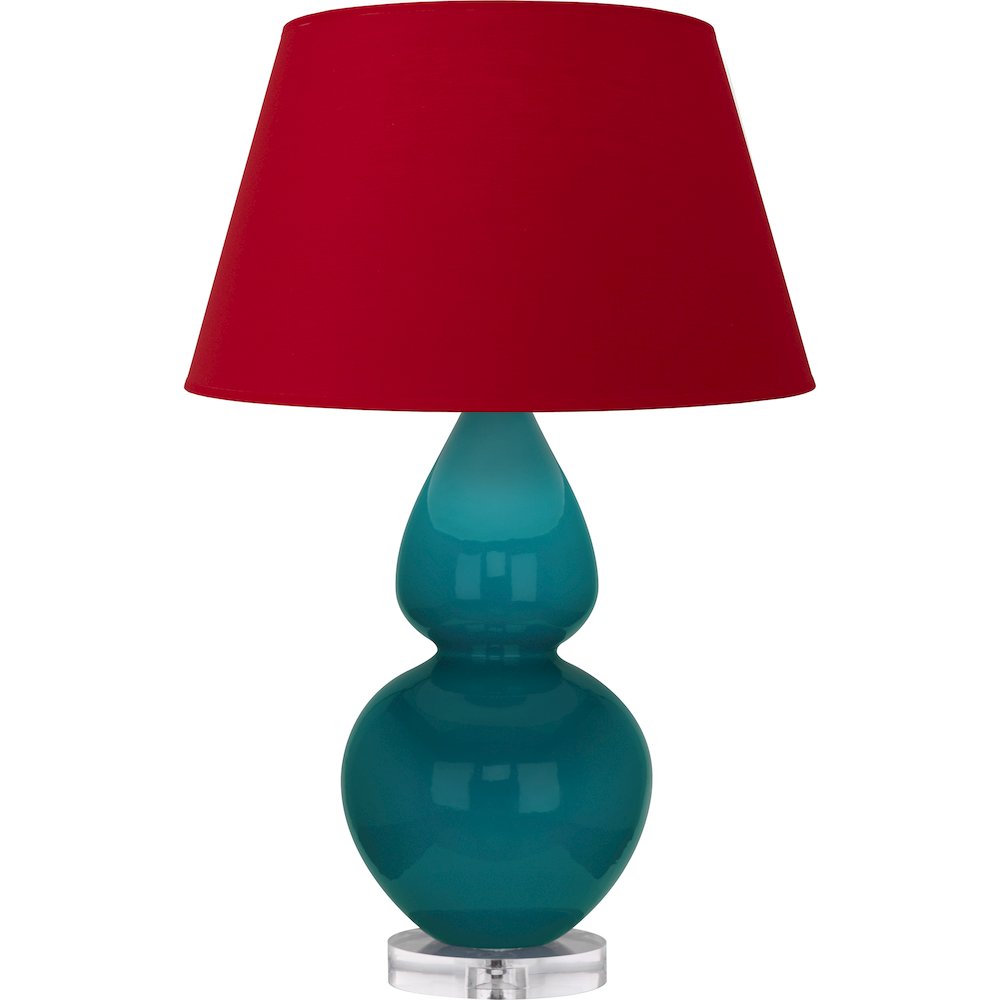 Peacock Double Gourd Table Lamp in Peacock Glazed Ceramic Color. Picture 1