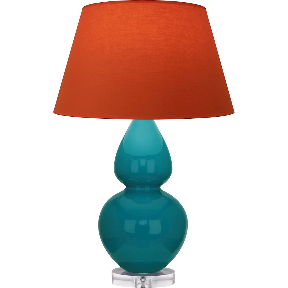 Peacock Double Gourd Table Lamp in Peacock Glazed Ceramic Color. Picture 1