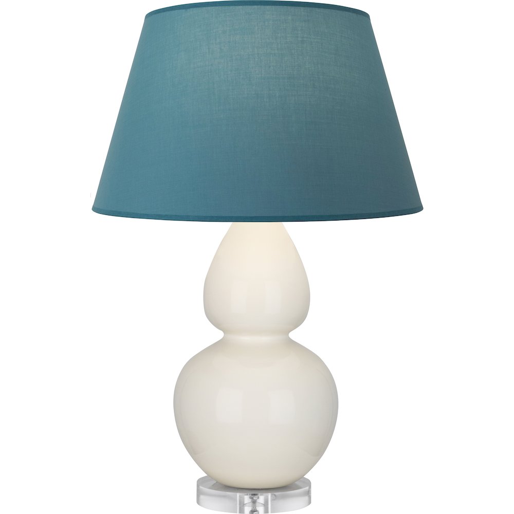 Bone Double Gourd Table Lamp in Bone Glazed Ceramic Color. Picture 1