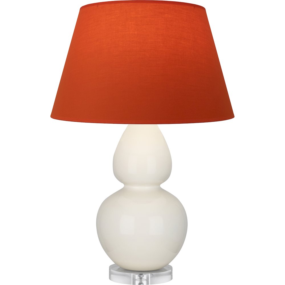 Bone Double Gourd Table Lamp in Bone Glazed Ceramic Color. Picture 1