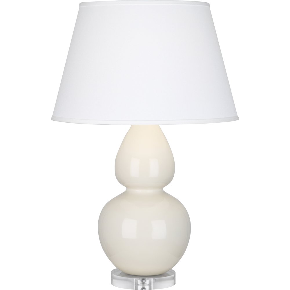 Bone Double Gourd Table Lamp in Bone Glazed Ceramic Color. Picture 1