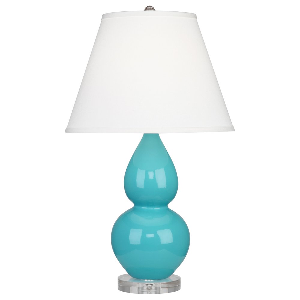 Egg Blue Small Double Gourd Accent Lamp in Egg Blue Glazed Ceramic Color. Picture 1