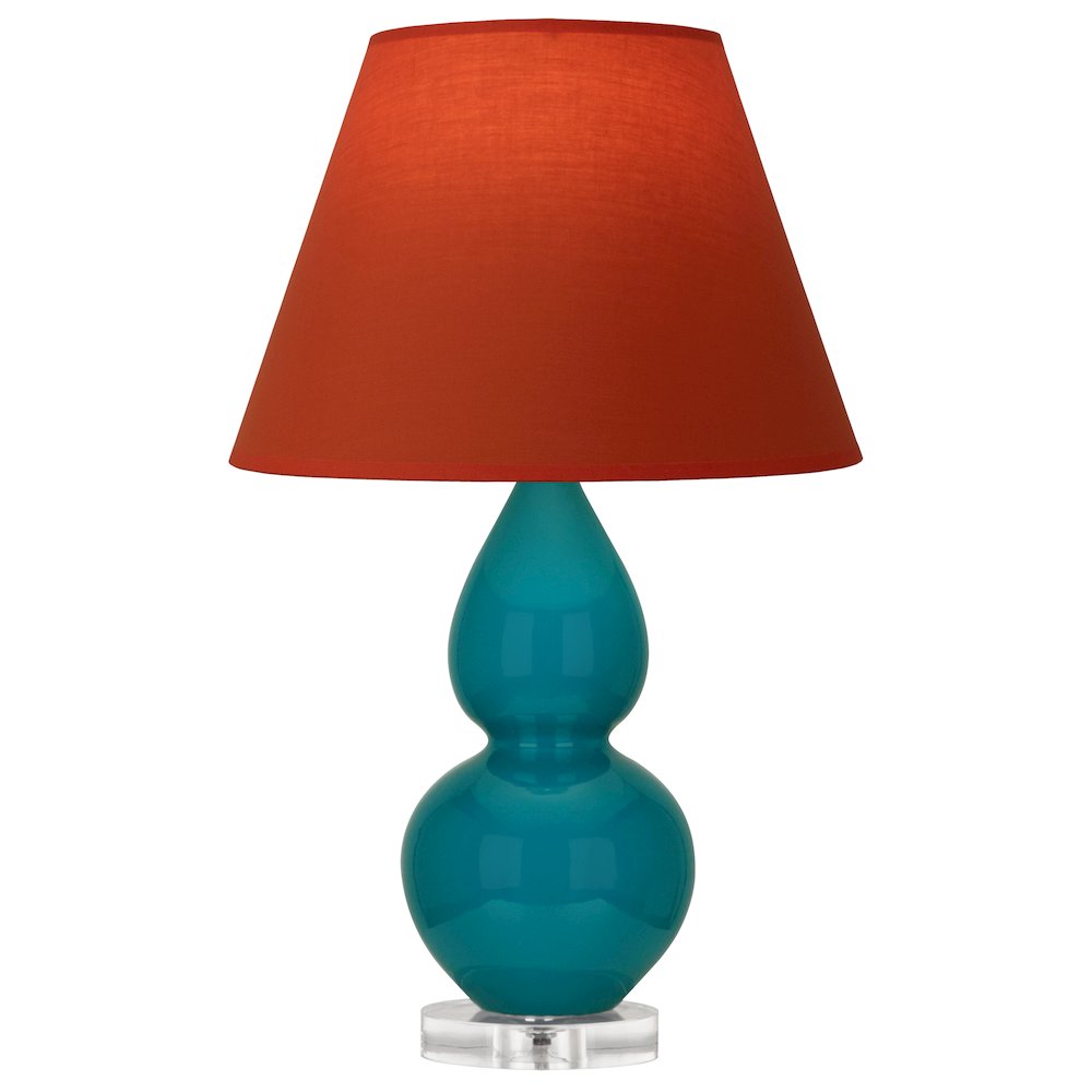 Peacock Small Double Gourd Accent Lamp in Peacock Glazed Ceramic Color. Picture 1