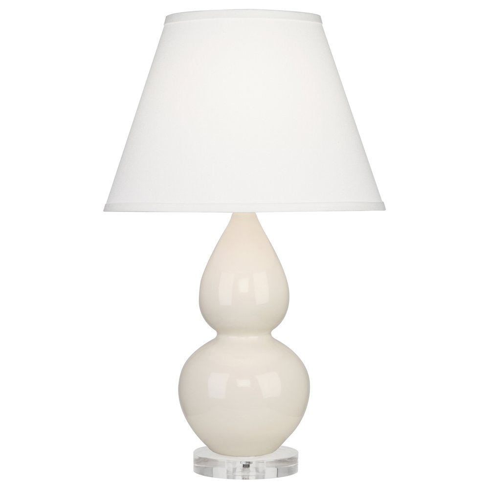 Bone Small Double Gourd Accent Lamp in Bone Glazed Ceramic Color. Picture 1