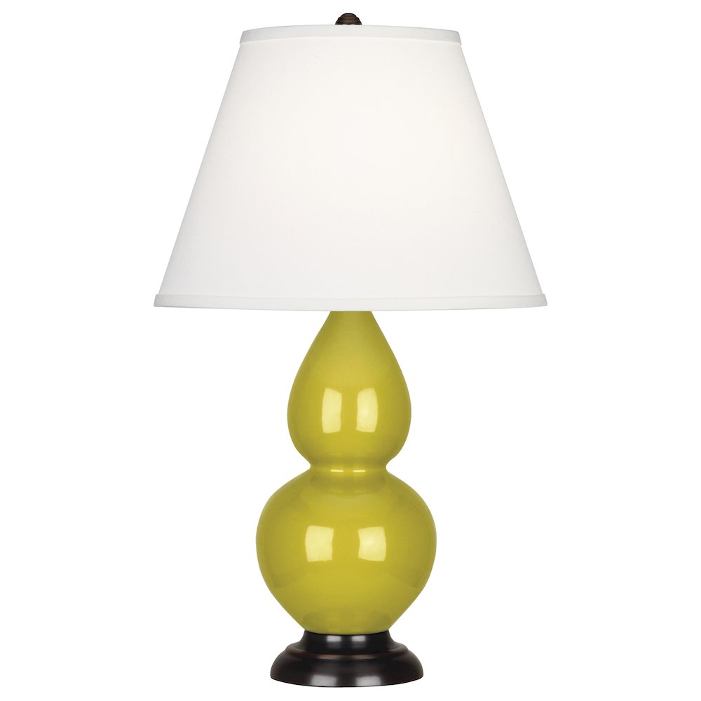 Citron Small Double Gourd Accent Lamp in Citron Glazed Ceramic Color. Picture 1