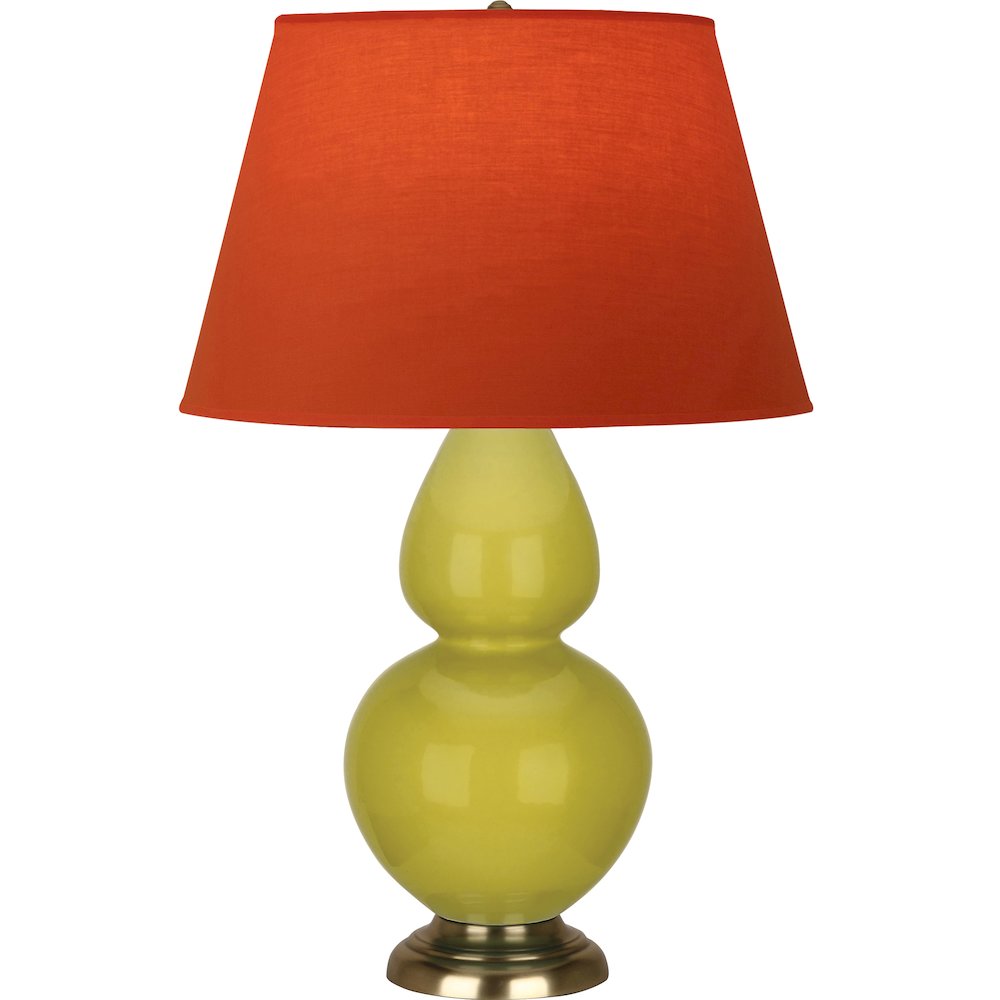 Citron Double Gourd Table Lamp in Citron Glazed Ceramic Color. Picture 1