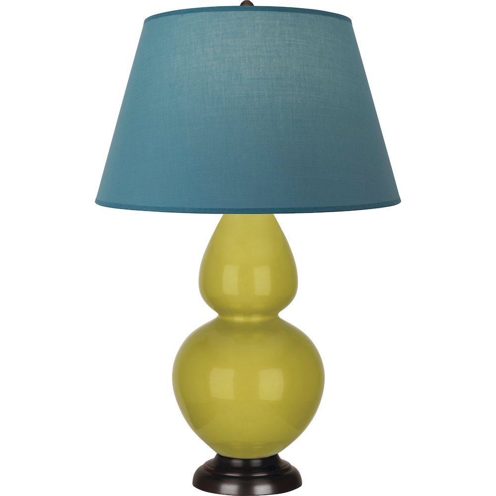Citron Double Gourd Table Lamp in Citron Glazed Ceramic Color. Picture 1