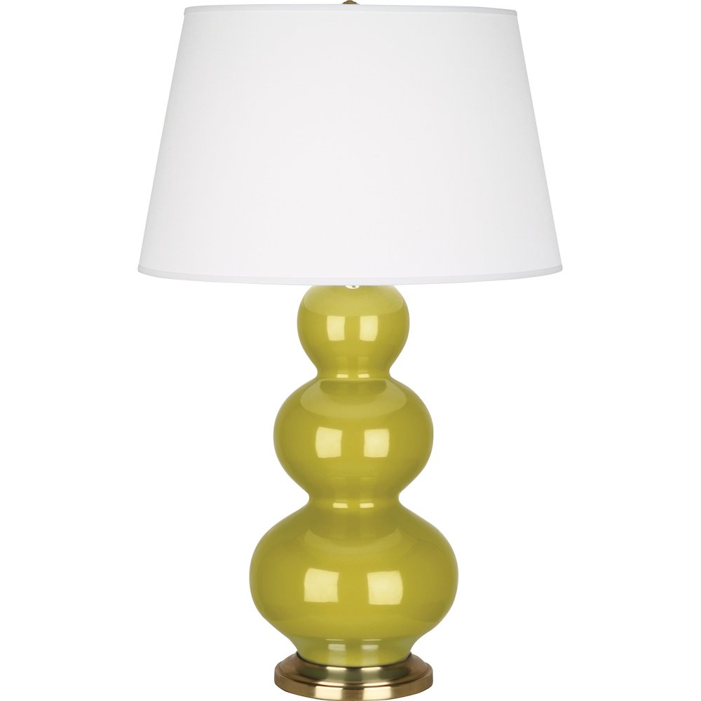Citron Triple Gourd Table Lamp in Citron Glazed Ceramic Color. Picture 1