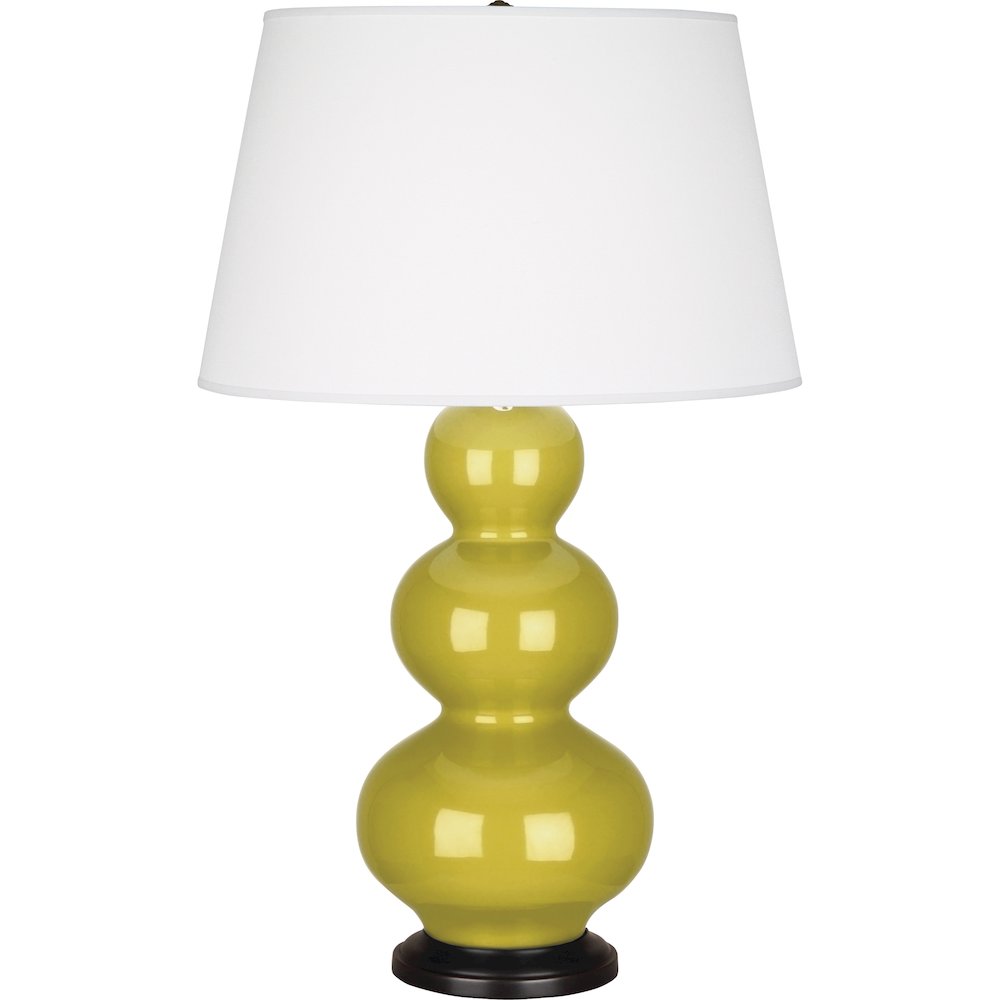 Citron Triple Gourd Table Lamp in Citron Glazed Ceramic Color. Picture 1