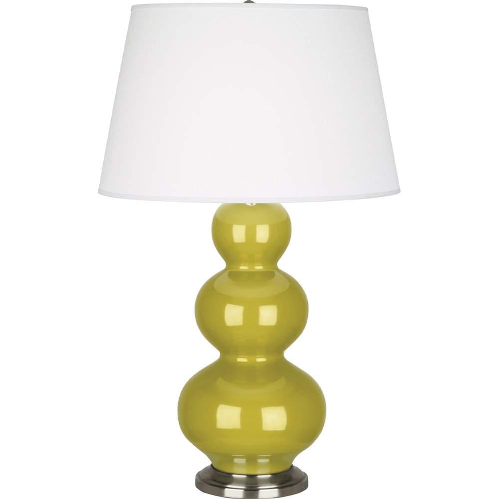Citron Triple Gourd Table Lamp in Citron Glazed Ceramic Color. Picture 1