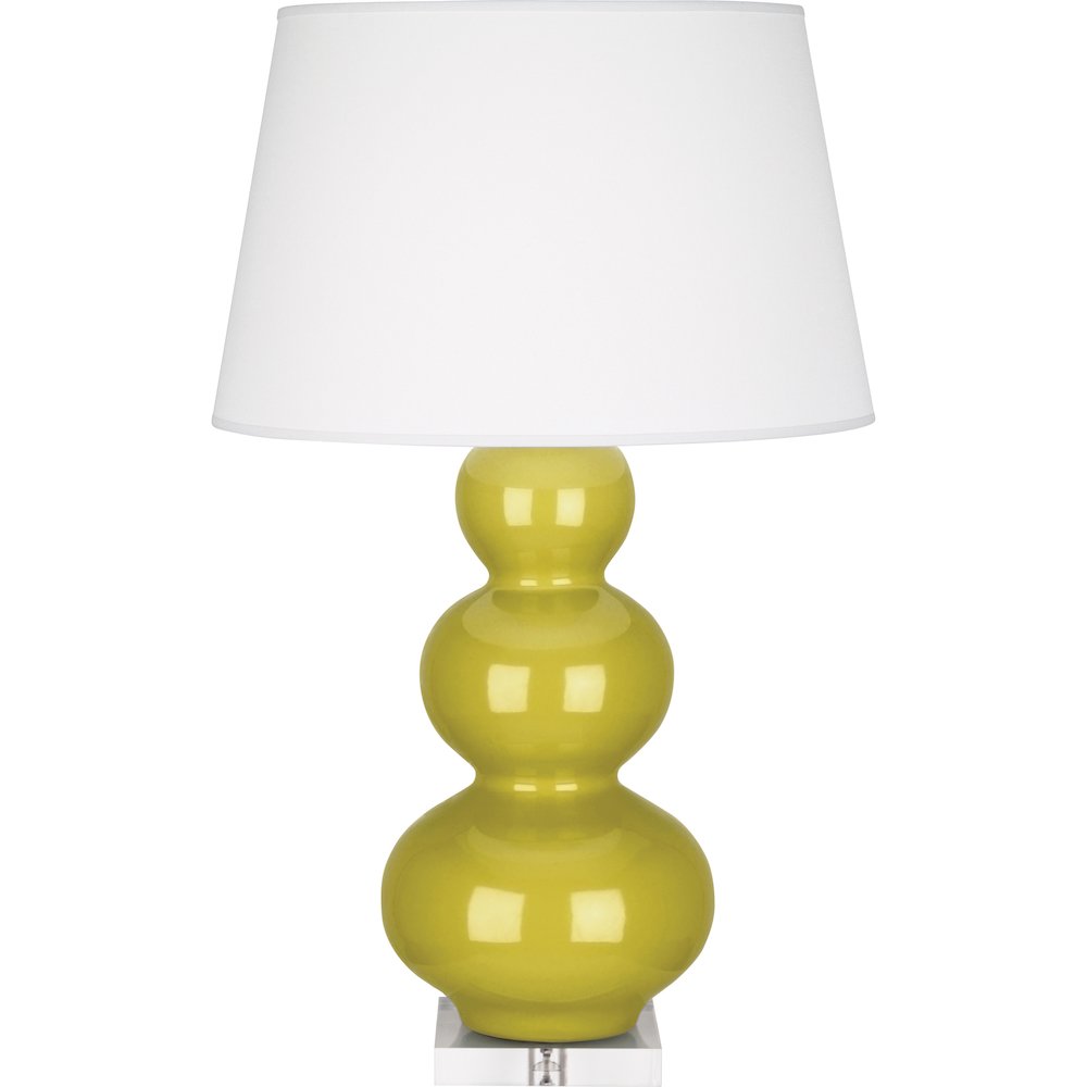 Citron Triple Gourd Table Lamp in Citron Glazed Ceramic Color. Picture 1
