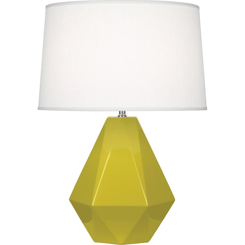 Citron Delta Table Lamp in Citron Glazed Ceramic Color. Picture 1