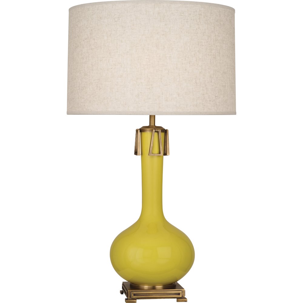 Citron Athena Table Lamp in Citron Glazed Ceramic Color. Picture 1