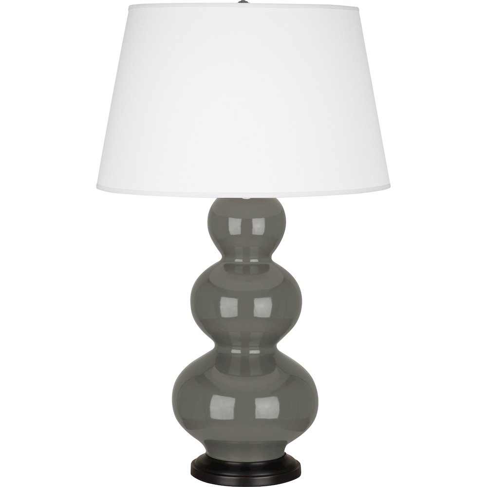 Ash Triple Gourd Table Lamp in Ash Glazed Ceramic Color. Picture 1