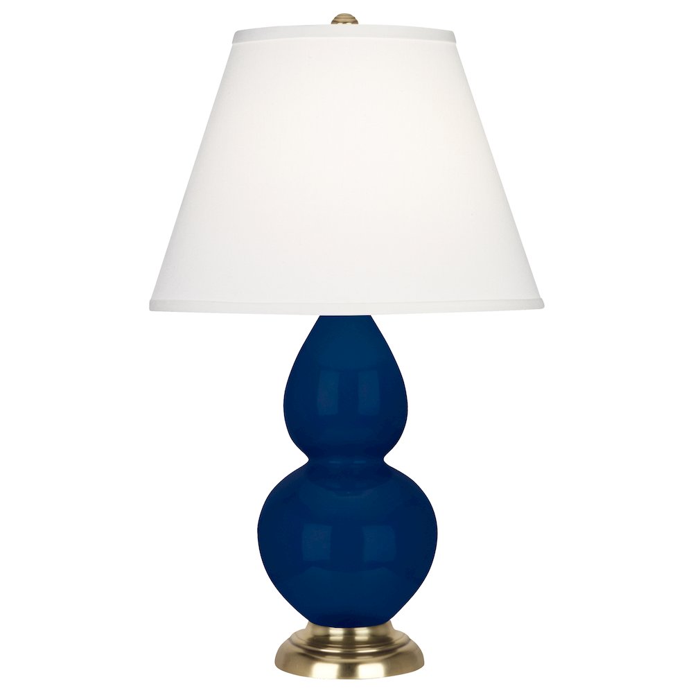 Cobalt Small Double Gourd Accent Lamp in Cobalt Glazed Ceramic Color. Picture 1