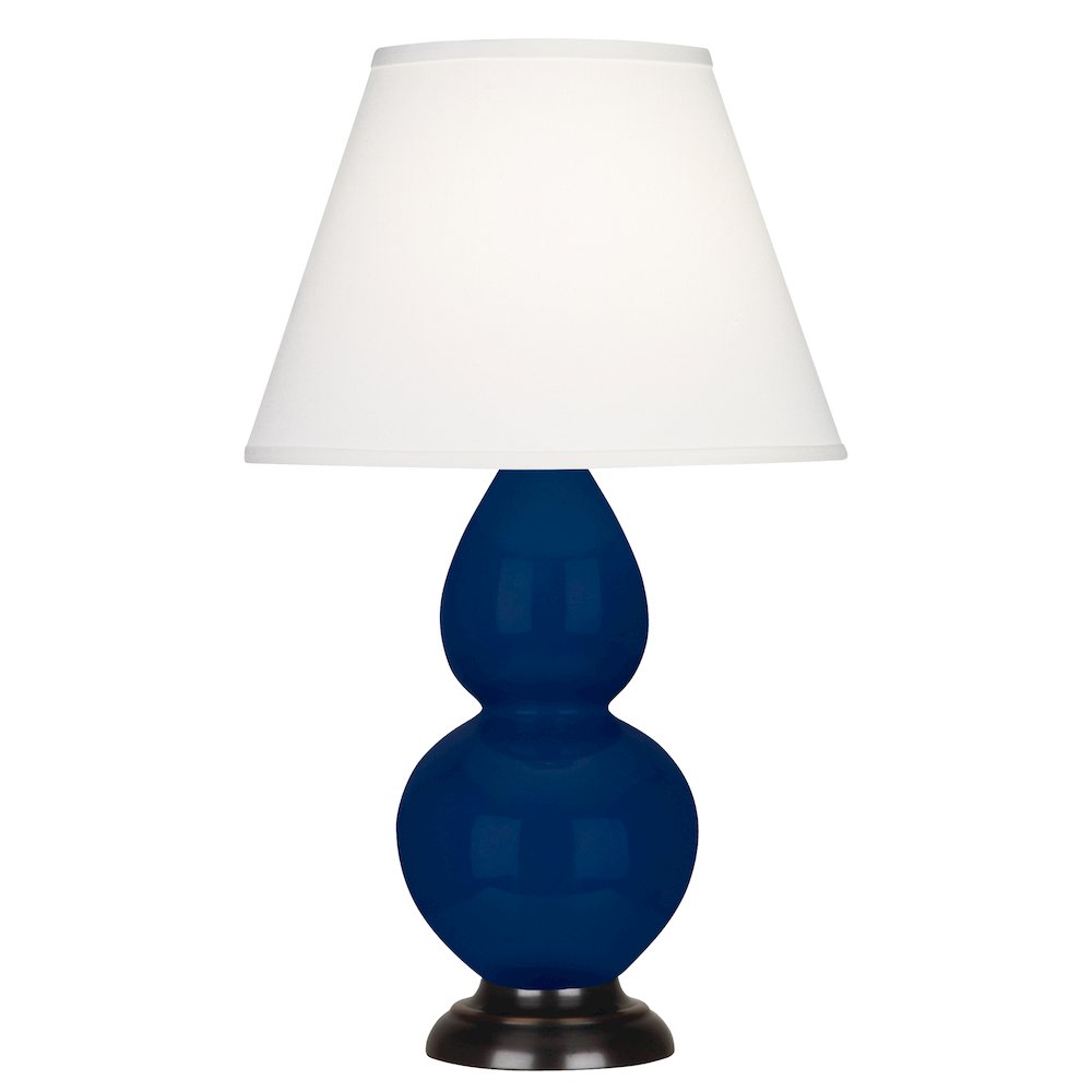 Cobalt Small Double Gourd Accent Lamp in Cobalt Glazed Ceramic Color. Picture 1