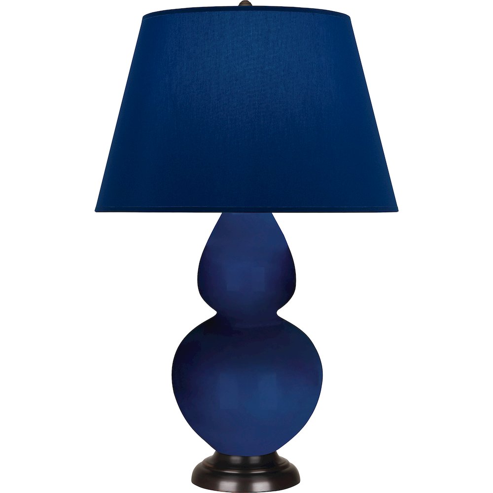Cobalt Double Gourd Table Lamp in Cobalt Glazed Ceramic Color. Picture 1
