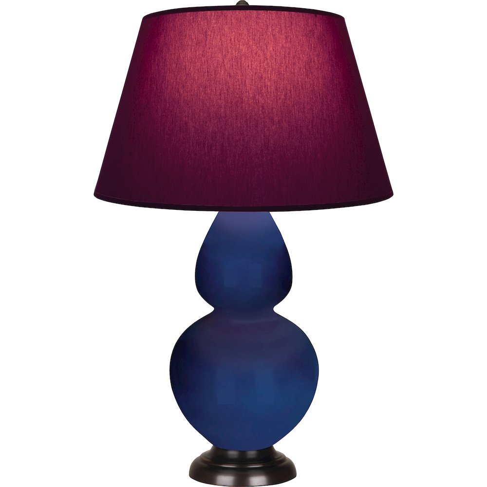 Cobalt Double Gourd Table Lamp in Cobalt Glazed Ceramic Color. Picture 1