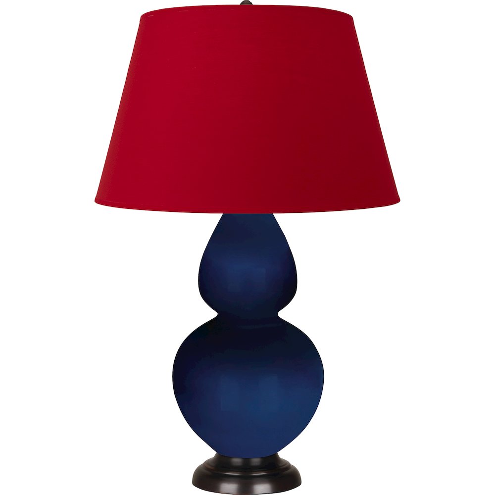 Cobalt Double Gourd Table Lamp in Cobalt Glazed Ceramic Color. Picture 1