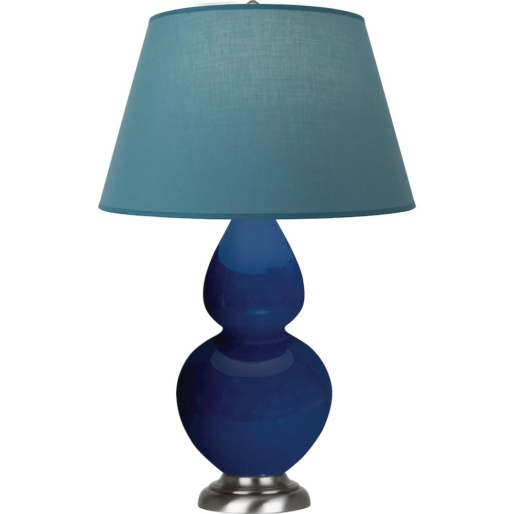 Cobalt Double Gourd Table Lamp in Cobalt Glazed Ceramic Color. Picture 1