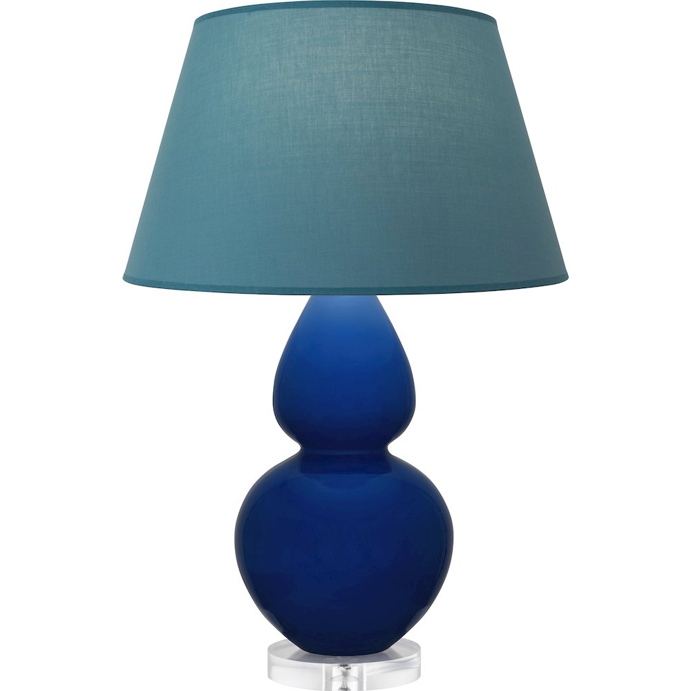 Cobalt Double Gourd Table Lamp in Cobalt Glazed Ceramic Color. Picture 1