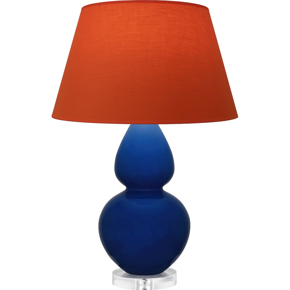 Cobalt Double Gourd Table Lamp in Cobalt Glazed Ceramic Color. Picture 1