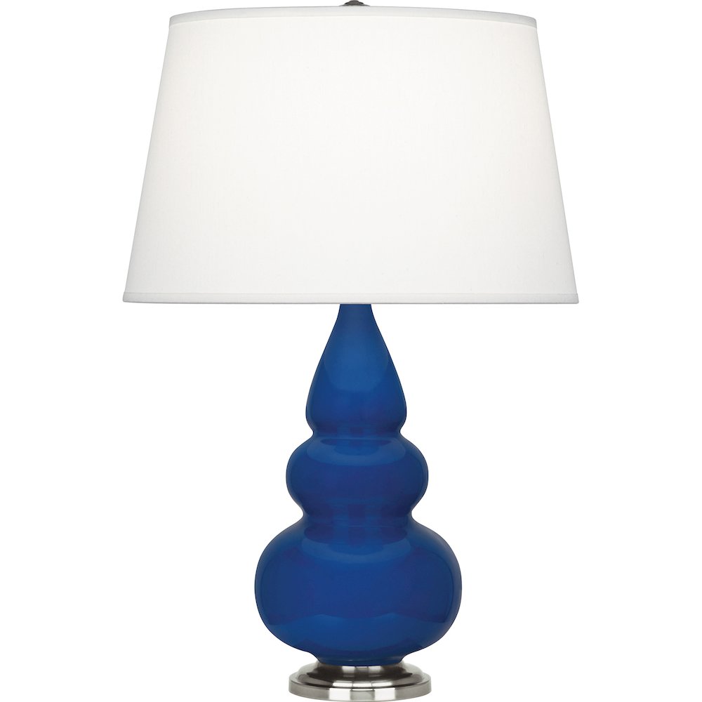 Cobalt Small Triple Gourd Accent Lamp in Cobalt Glazed Ceramic Color. Picture 1