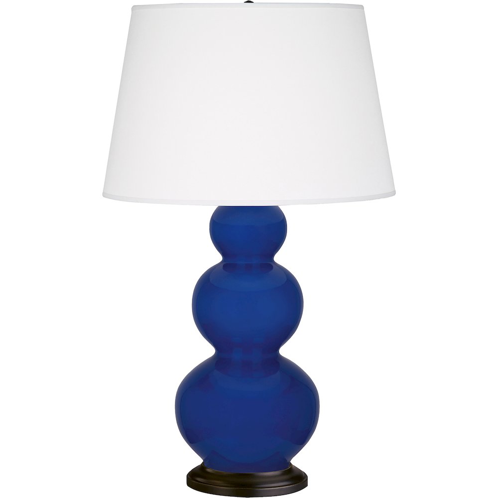 Cobalt Triple Gourd Table Lamp in Cobalt Glazed Ceramic Color. Picture 1