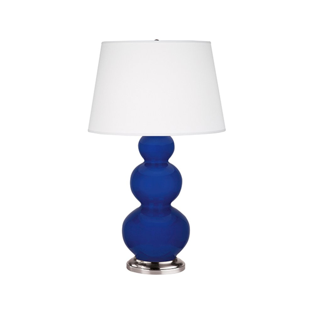 Cobalt Triple Gourd Table Lamp in Cobalt Glazed Ceramic Color. Picture 1