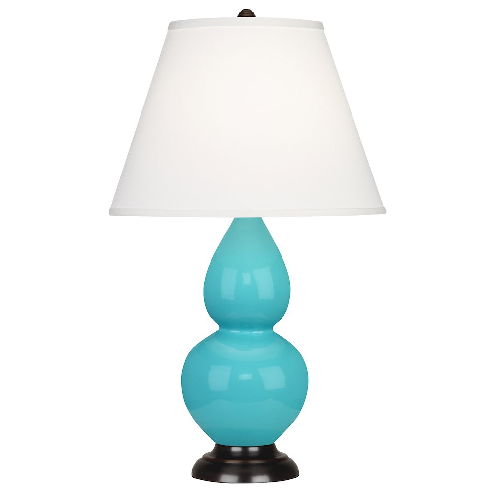 Egg Blue Small Double Gourd Accent Lamp in Egg Blue Glazed Ceramic Color. Picture 1