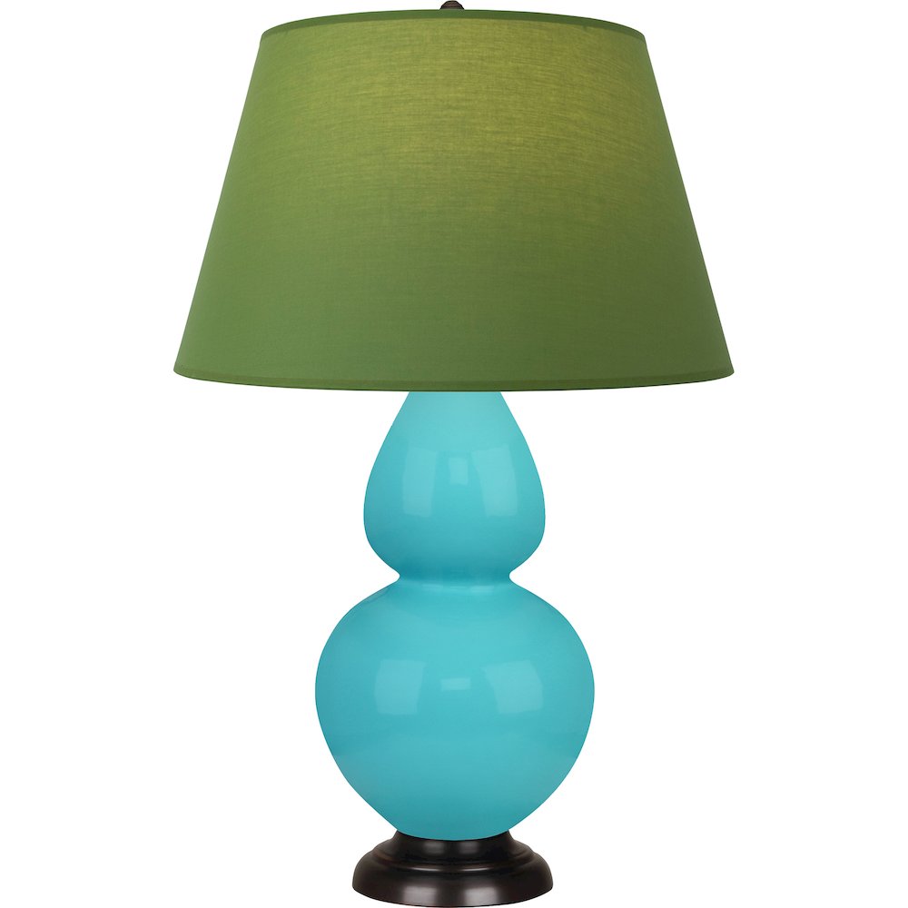Egg Blue Double Gourd Table Lamp in Egg Blue Glazed Ceramic Color. Picture 1