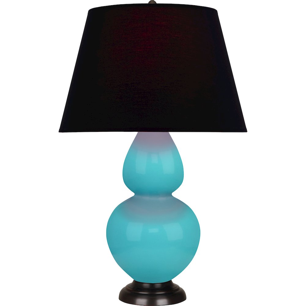 Egg Blue Double Gourd Table Lamp in Egg Blue Glazed Ceramic Color. Picture 1