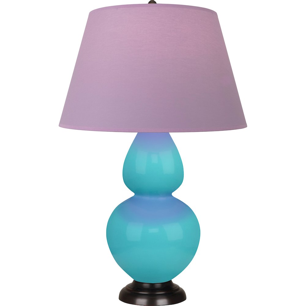 Egg Blue Double Gourd Table Lamp in Egg Blue Glazed Ceramic Color. Picture 1