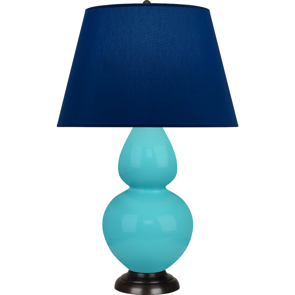 Egg Blue Double Gourd Table Lamp in Egg Blue Glazed Ceramic Color. Picture 1