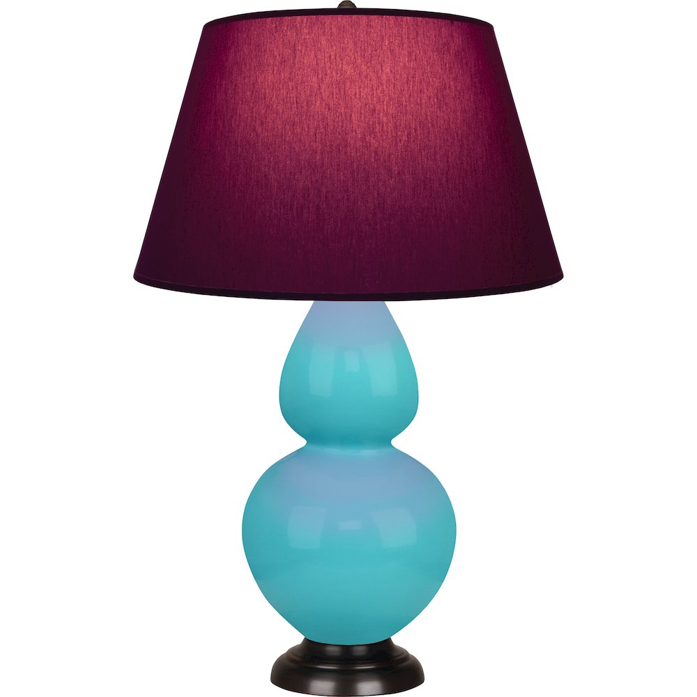Egg Blue Double Gourd Table Lamp in Egg Blue Glazed Ceramic Color. Picture 1
