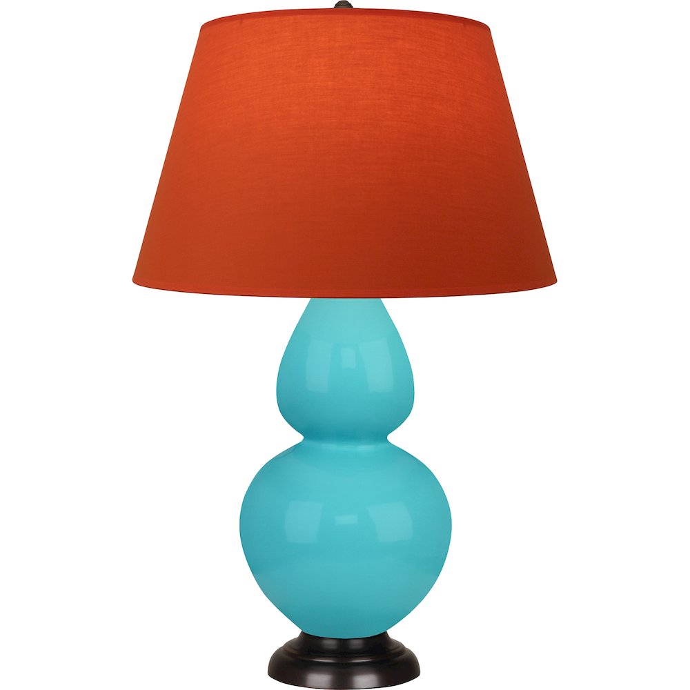 Egg Blue Double Gourd Table Lamp in Egg Blue Glazed Ceramic Color. Picture 1