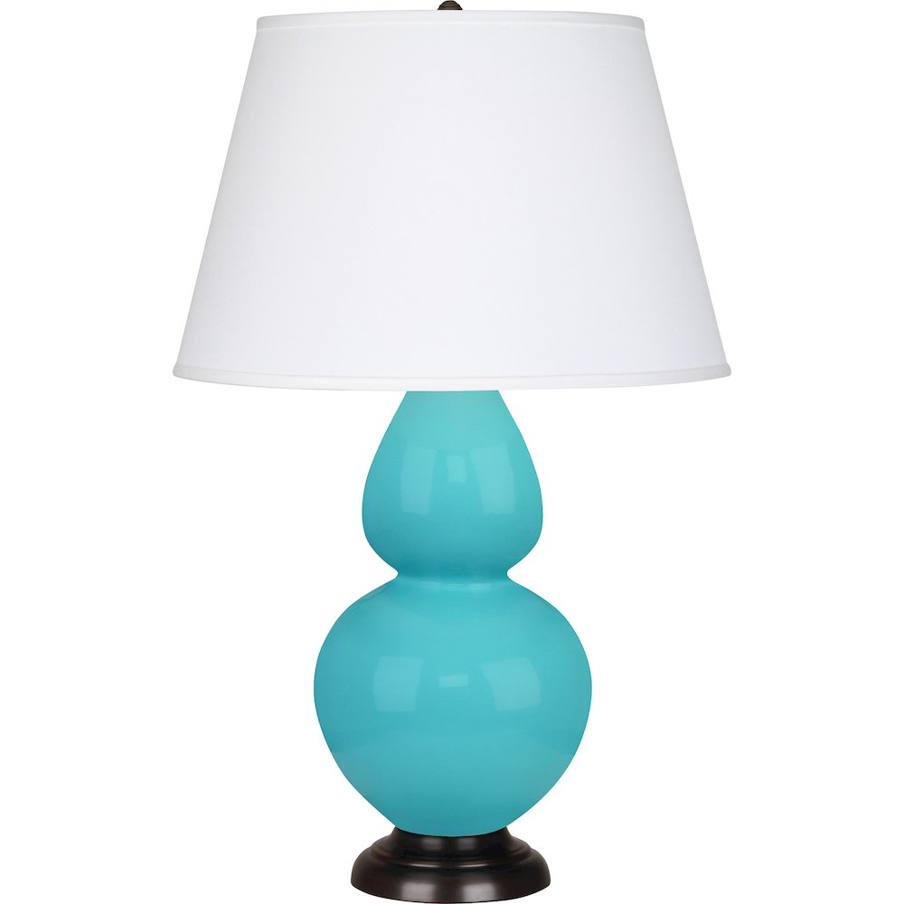 Egg Blue Double Gourd Table Lamp in Egg Blue Glazed Ceramic Color. Picture 1