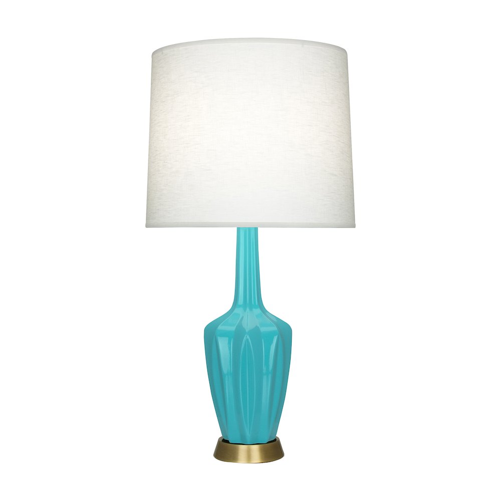 Egg Blue Emma Accent Lamp in Egg Blue Glazed Ceramic Color. Picture 1