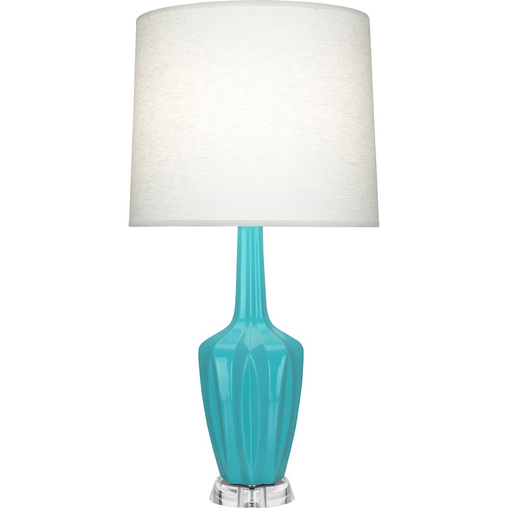 Egg Blue Emma Table Lamp in Egg Blue Glazed Ceramic Color. Picture 1