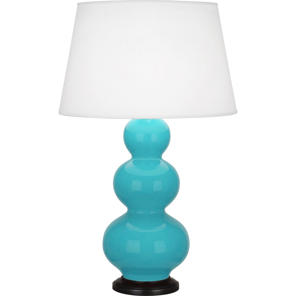 Egg Blue Triple Gourd Table Lamp in Egg Blue Glazed Ceramic Color. Picture 1