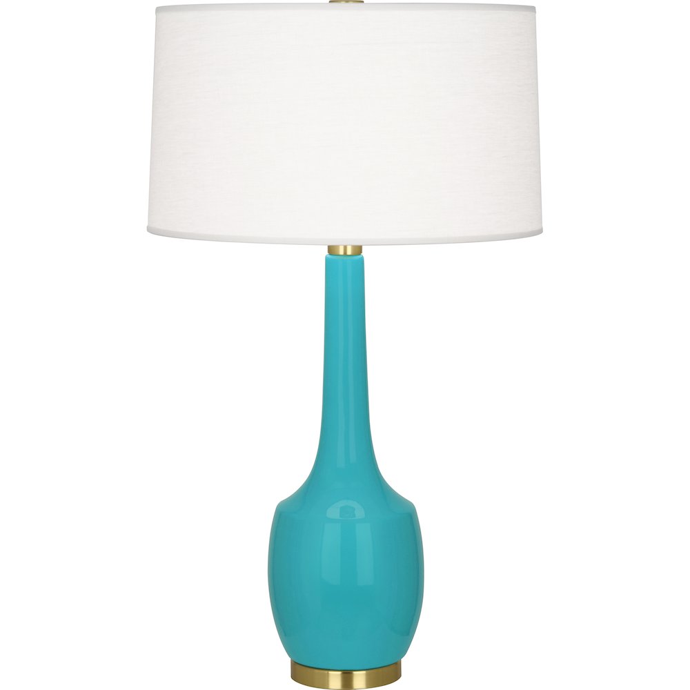 Egg Blue Delilah Table Lamp in Egg Blue Glazed Ceramic Color. Picture 1