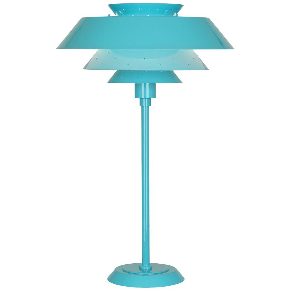 Pierce Table Lamp in Egg Blue Gloss Color. Picture 1