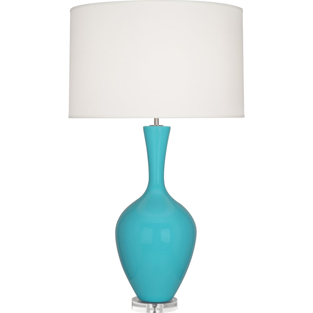 Egg Blue Audrey Table Lamp in Egg Blue Glazed Ceramic Color. Picture 1