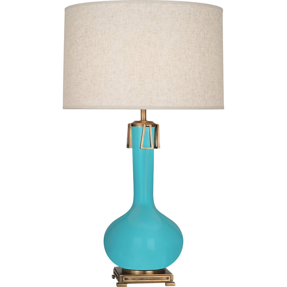 Egg Blue Athena Table Lamp in Egg Blue Glazed Ceramic Color. Picture 1