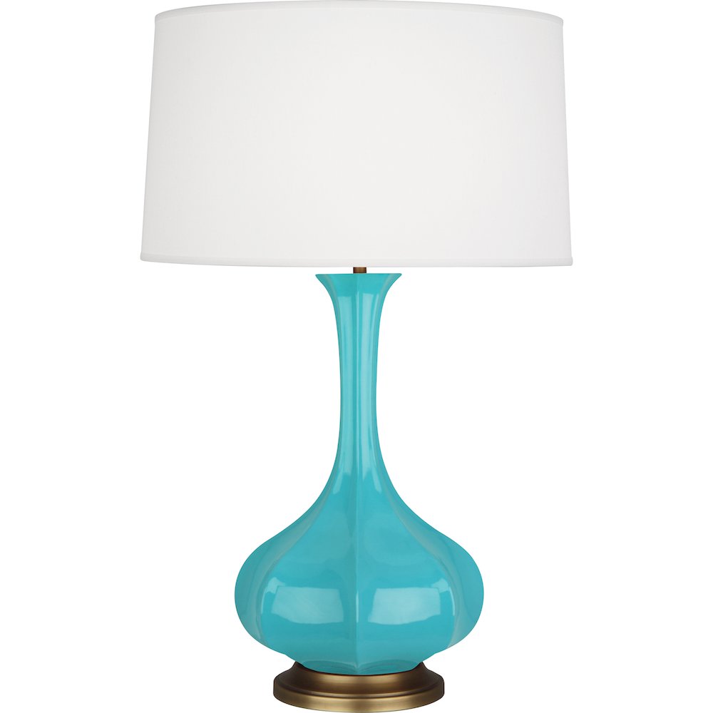 Egg Blue Pike Table Lamp in Egg Blue Glazed Ceramic Color. Picture 1