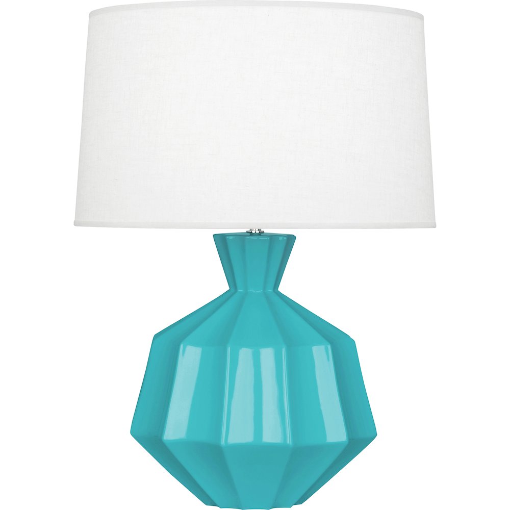 Egg Blue Orion Table Lamp in Egg Blue Glazed Ceramic Color. Picture 1