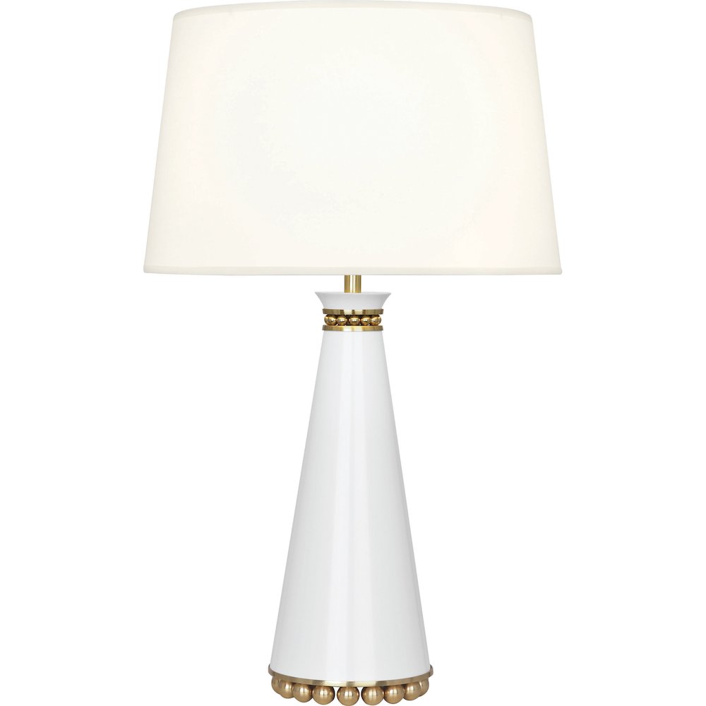 Pearl Table Lamp in Lily Lacquered Paint And Modern Brass Accents Color. Picture 1