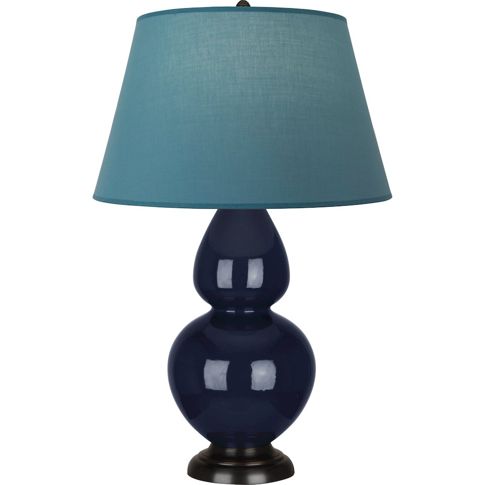 Midnight Double Gourd Table Lamp in Midnight Blue Glazed Ceramic Color. Picture 1