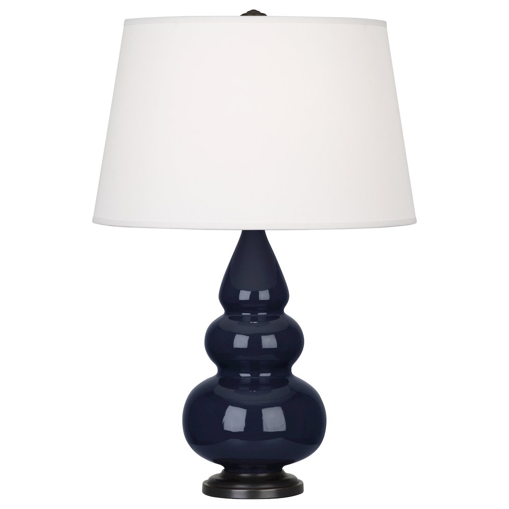 Midnight Small Triple Gourd Accent Lamp in Midnight Blue Glazed Ceramic Color. Picture 1